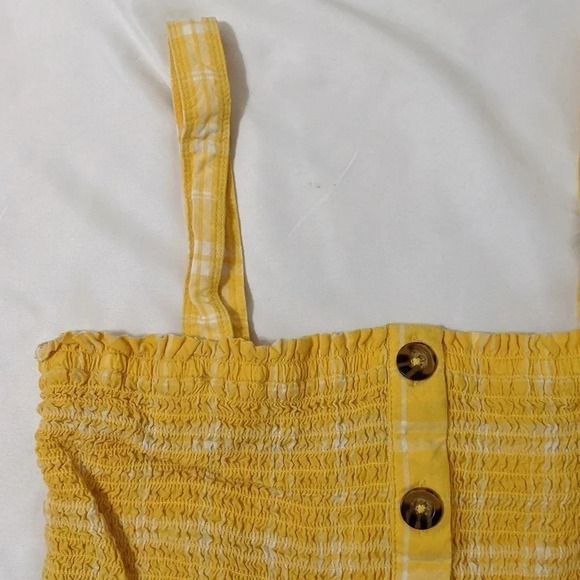 Hollister Sleeveless Smocked Crop Top, Color Yellow/White, Size M - Picture 3 of 10